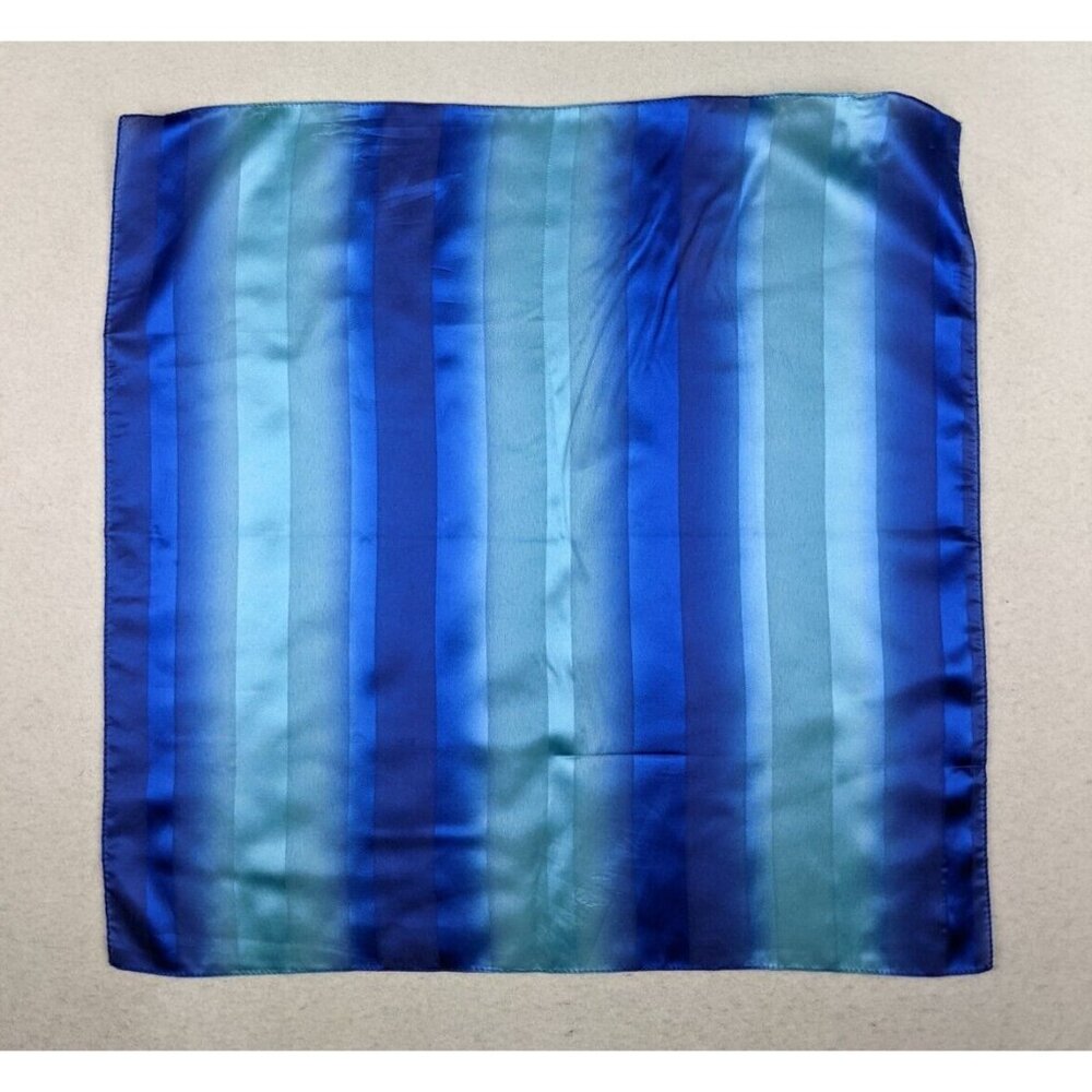 BLUE STRIPED SQUARE SCARF HANDKERCHIEF - MADE IN ITALY - 20" X 20"